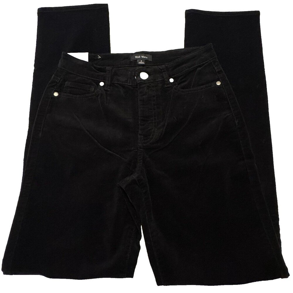 Well Worn Womens Size 4 / 27 Black High Rise Soft Corduroy 31" Inseam Pants